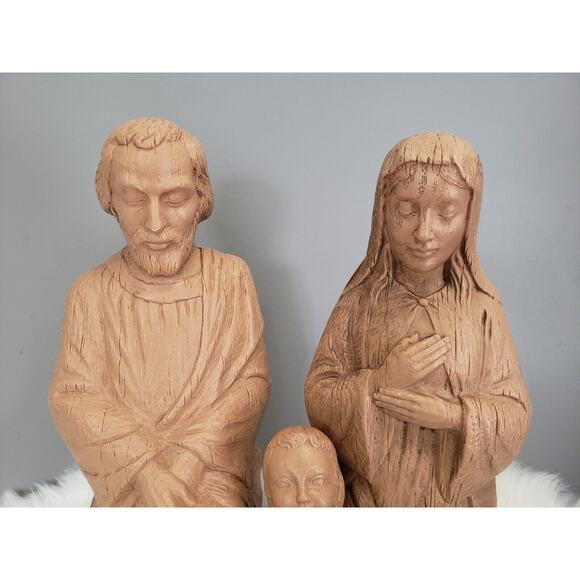 READ Vintage 3‎ Set Christmas Nativity Blow Mold Empire Plastic Wood Grain 18" - Picture 2 of 12